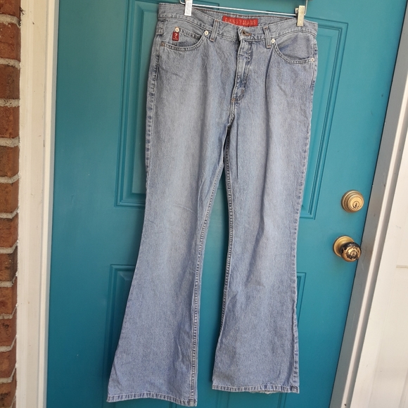 Guess Jeans Vintage Low Rise Bell Bottom Light Blue Denim Flared Leg VTG - Picture 11 of 15